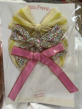 Little Poppy Co Girls 3-Pack Hair Bows - Yellow, Floral, Pink